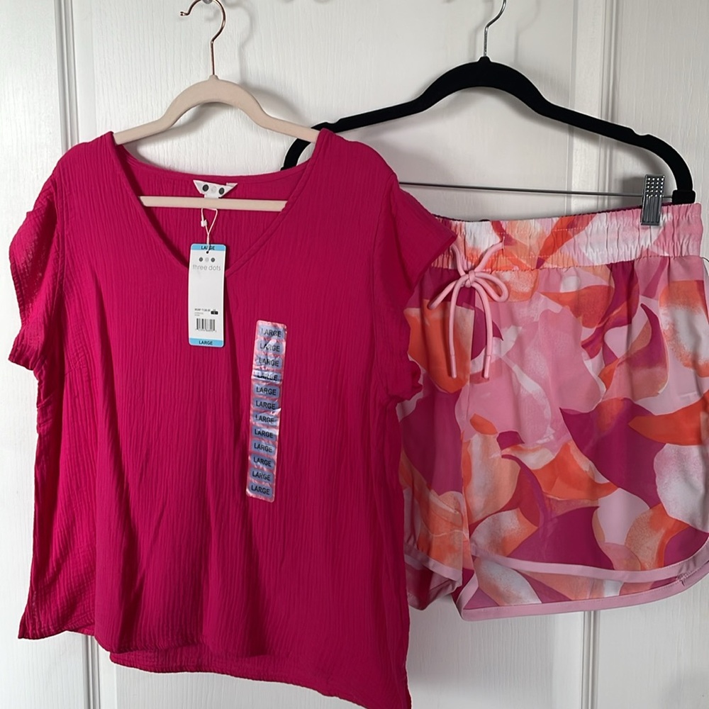62. LG Three Dots pink top/ Ideology Shorts Bundled Outfit MSRP 170.00